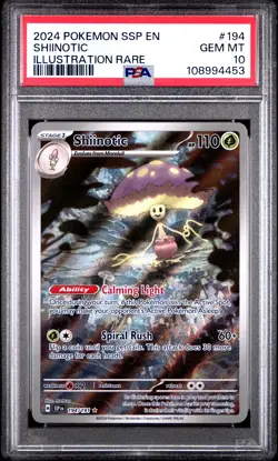 2024 Pokemon Surging Sparks 194 Shiinotic Full Art Illustration Rare PSA 10 - Image 1