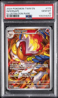 2024 POKEMON TWM EN-TWILIGHT MASQUERADE ILLUSTRATION RARE #173 INFERNAPE PSA 10 - Image 1