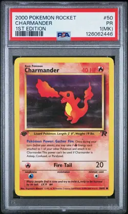 PSA 1 MK Charmander 1st Edition Team Rocket 50/82 2000 Pokemon WoTC PR - Image 1