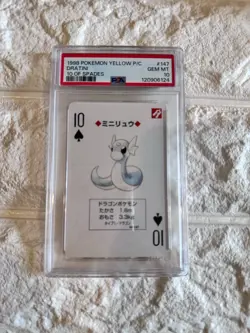 1998 POKEMON YELLOW VERSION PLAYING CARDS 147 DRATINI 10 OF SPADES PSA10 - Image 3