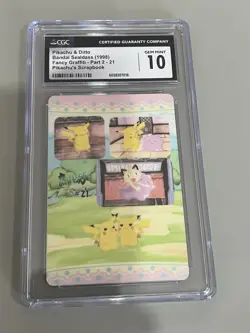 CGC 10 Pokemon Fancy Graffiti #21 Pikachu & Others 1999 Bandai Sealdass - Image 1