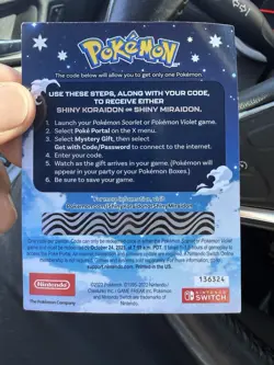 Pokemon Scarlet And Violet Serial Codes Shiny Koraidon or Miraidon UNSCRATCHED! - Image 2
