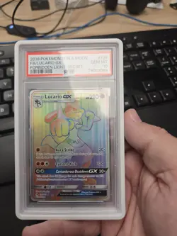 Pokemon PSA 10 Lucario 135/131 GX Secret Rainbow Rare Forbidden Light - Image 1