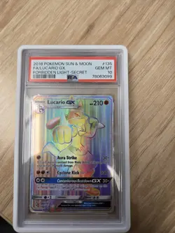 Pokemon PSA 10 Lucario 135/131 GX Secret Rainbow Rare Forbidden Light - Image 2