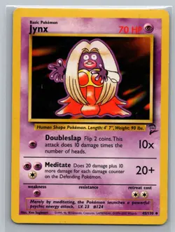Pokemon Jynx 45/130 Uncommon Base Set 2 Unlimited - LP - Image 1