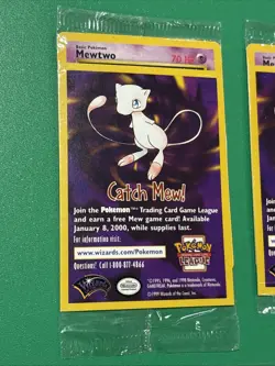 (2) Sealed "Catch Mew" Pokemon MEWTWO Black Star Promo Movie WB Stamp - Image 2