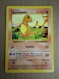 Pokemon - Base Set Shadowless - Charmander 46/102 - Common LP/NM - Image 1