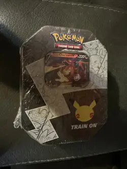 Pokemon TCG Celebrations Lances Charizard V Tin Factory Sealed 25th Anniversary - Image 1