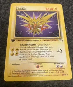 Zapdos 30/62 1st Edition Fossil Set 1999 Rare Pokemon Vintage (MINT PACK FRESH) - Image 1