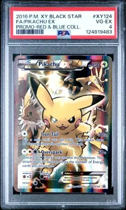 Pokemon XY Black Star Pikachu Ex Full Art Red & Blue #XY124 PSA 4 (New Cert) - Image 1