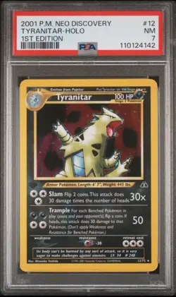 POKEMON NEO DISCOVERY 12 TYRANITAR HOLO 1ST EDITION 2001 PSA 7 - Image 1