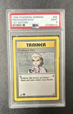 1999 Pokemon 1st Edition German Professor Eich Trainer Card #88 PSA 9 - Image 1