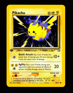 2000 Pokemon PIKACHU Neo Genesis Set 1ST EDITION GREY STAMP Error Card 70/111 NM - Image 1
