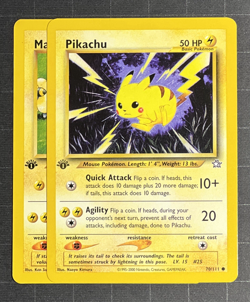 2000 Pokemon PIKACHU Neo Genesis Set 1ST EDITION GREY STAMP Error Card 70/111 NM - Image 3