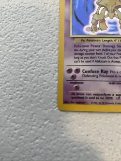 Alakazam 001/102 Base Set Holo Light Play Pokemon Card Original - Image 3