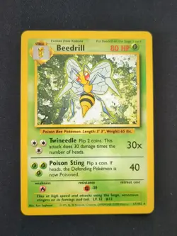 Pokemon Card Rare Beedrill Base Set 17/102 Mod Played TCG Vintage Card - Image 1