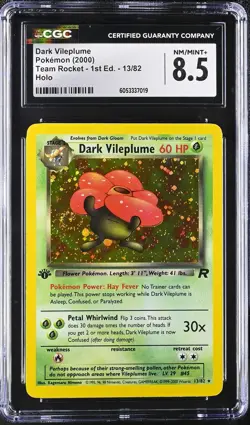 CGC 8.5 Vileplume 1st Edition Team Rocket 13/82 Holo SWIRL Pokemon Card psa - Image 1