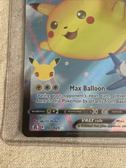 Pokemon TCG Flying Pikachu VMAX Holo Ultra Rare Card 007/025 Celebrations - Image 2