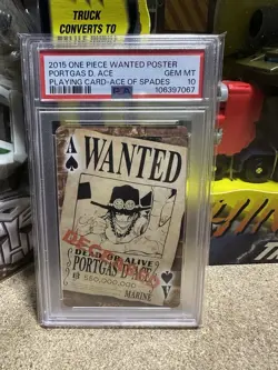 2015 One Piece Wanted Poster Playing Cards Ace Of Spades PORTGAS D. ACE PSA 10 - Image 1