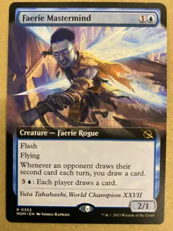 MTG 1x EXTENDED ART Faerie Mastermind 352 March of the Machines Magic the x1 NM - Image 1
