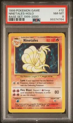 PSA 8 Ninetales Pokemon Card 4th Print 1999-2000 Holo WOTC 12/102 Base Set NM-MT - Image 1