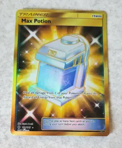 POKEMON MAX POTION TRAINER 164/145 SECRET GOLD HOLO SUN MOON GUARDIANS RISING NM - Image 3