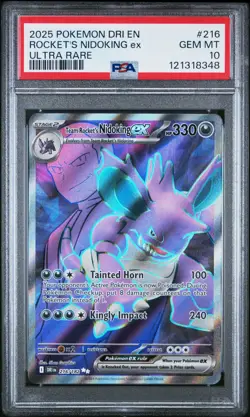 Rocket's Nidoking Ex #216 2025 Pokemon Dri En-Destined Rivals PSA 10 UR - Image 1
