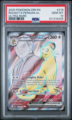 Rocket's Persian Ex #219 2025 Pokemon Dri En-Destined Rivals PSA 10 UR b - Image 1