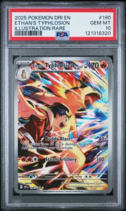 Ethan's Typhlosion #190 2025 Pokemon Dri En-Destined Rivals PSA 10 IR - Image 1