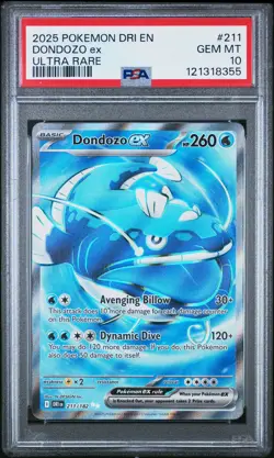 Dondozo Ex #211 2025 Pokemon Dri En-Destined Rivals PSA 10 Ultra Rare - Image 1