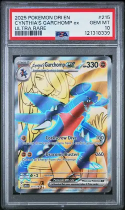Cynthia's Garchomp Ex #215 2025 Pokemon Dri En-Destined Rivals PSA 10 UR b - Image 1