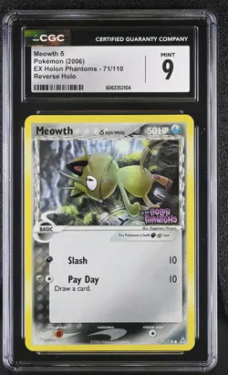 CGC 9 Meowth 2006 EX Holon Phantoms 71/110 Reverse Holo STAMPED Pokemon Card - Image 1