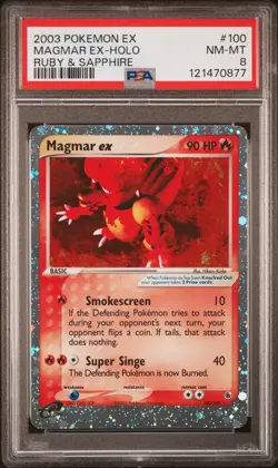 Magmar Ex-Holo #100 2003 Pokemon Ex Ruby & Sapphire PSA 8 Ruby & Sapphire - Image 1