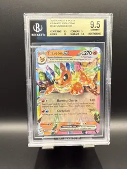 Flareon ex RR #014 2025 Pokemon Scarlet and Violet Prismatic Evolutions BGS 9.5 - Image 1