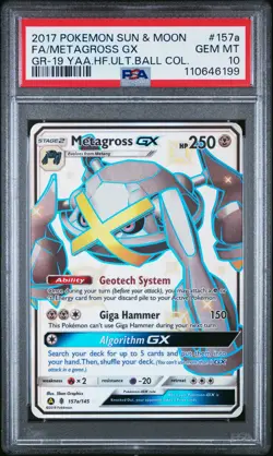 Metagross Gx #157a 2017 Pokemon Sun & Moon Guardians Rising PSA 10 - Image 1