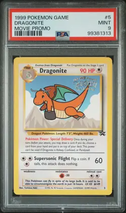 Dragonite #5 1999 Pokemon Game Movie PSA 9 Movie Promo - Image 1