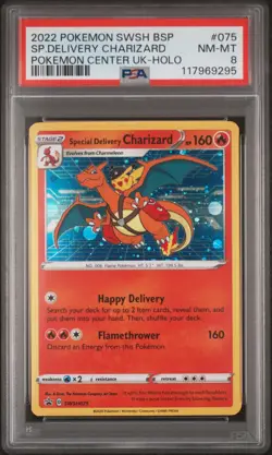 Sp.Delivery Charizard #075 2022 Swsh Black Star Promo PSA 8 Pokemon Center Uk - Image 1