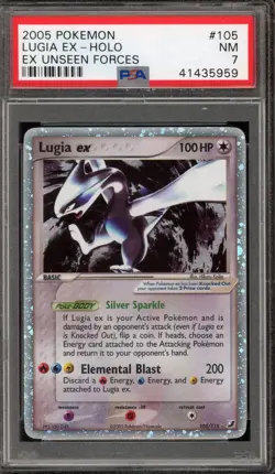 Pokemon Lugia ex EX Unseen Forces Holo Rare #105 PSA 7 - Image 1