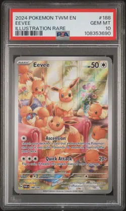 2024 POKEMON TWM EN-TWILIGHT MASQUERADE ILLUSTRATION RARE #188 EEVEE PSA 10 - Image 1