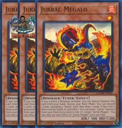 Yugioh! 3x Jurrac Megalo BLMM-EN016 Ultra Rare 1st Ed NM - Image 1