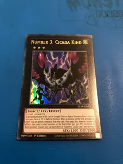 YUGIOH Ultra Rare Number 3: Cicada King BLAR-EN028 1st Edition - Image 1