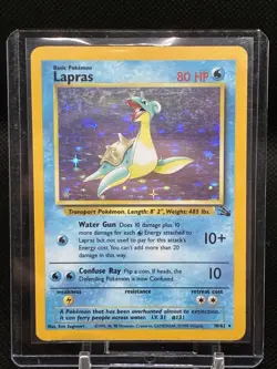 Pokemon TCG Lapras Fossil Holo Rare Card 10/62 1999 Edition - Image 1