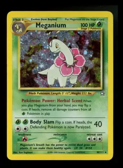 Meganium 10/111 Neo Genesis 2000 FART SWIRL Holo Rare WOTC Pokemon Card TCG - Image 1