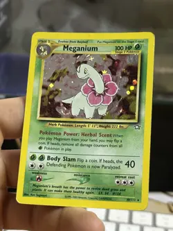 Meganium 10/111 Neo Genesis 2000 FART SWIRL Holo Rare WOTC Pokemon Card TCG - Image 4