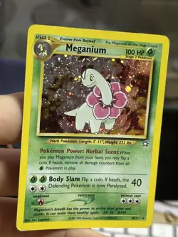 Meganium 10/111 Neo Genesis 2000 FART SWIRL Holo Rare WOTC Pokemon Card TCG - Image 5