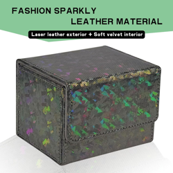 Card Deck Box Holds 100+ Single Sleeved Cards,Laser Sparkly Material Card Storag - Image 3