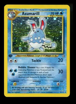 #2 1st Edition Azumarill 2/111 Neo Genesis 2000 Holo Rare WOTC Pokemon Card TCG - Image 1