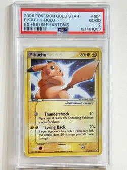2006 Pokemon EX Holon Phantoms Gold Star #104 Pikachu Holo, PSA 2 - Image 1