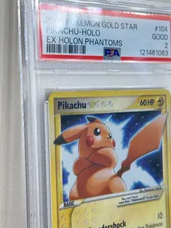 2006 Pokemon EX Holon Phantoms Gold Star #104 Pikachu Holo, PSA 2 - Image 5