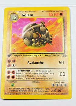 *1st Edition* Vintage Pokemon Card - Fossil Set 1999 WOTC -Golem36/62 - Image 3